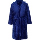 Kinderbadjas fleece - capuchon badjas kind - marineblauw - ochtendjas flanel fleece - maat XXL (164/176)
