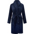 Unisex badjas fleece - sjaalkraag - donkerblauw - dames badjas - heren badjas maat S/M