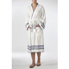 Hamam Badjas Krem Sultan Kimono White Navy - S - unisex - hotelkwaliteit - sauna badjas - luxe badjas - dunne zomer badjas - ochtendjas
