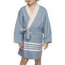 Hamam Kinderbadjas Air Blue - 6-7 jaar - jongens/meisjes/uniseks - badjas kind / kinderen - badjas kind badstof - zwembadjas - 6-7 jaar - jongens/meisjes/unisex pasvorm - comfortabele sjaalkraag - kinder badjassen - kinder badjas badstof