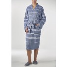 Hamam Badjas Leyla Navy - S - dames/heren/unisex - dunne badjas - luxe kwaliteit - sauna badjas - kimono badjas - ochtendjas - duster - reisbadjas - badmantel - S - zomer badjas - sauna badjas met capuchon